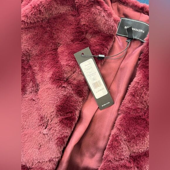 BCBG Max Azria Faux Fur Cropped Jacket-Wine Red 
Trendy Color🔥🔥 - Picture 7 of 10